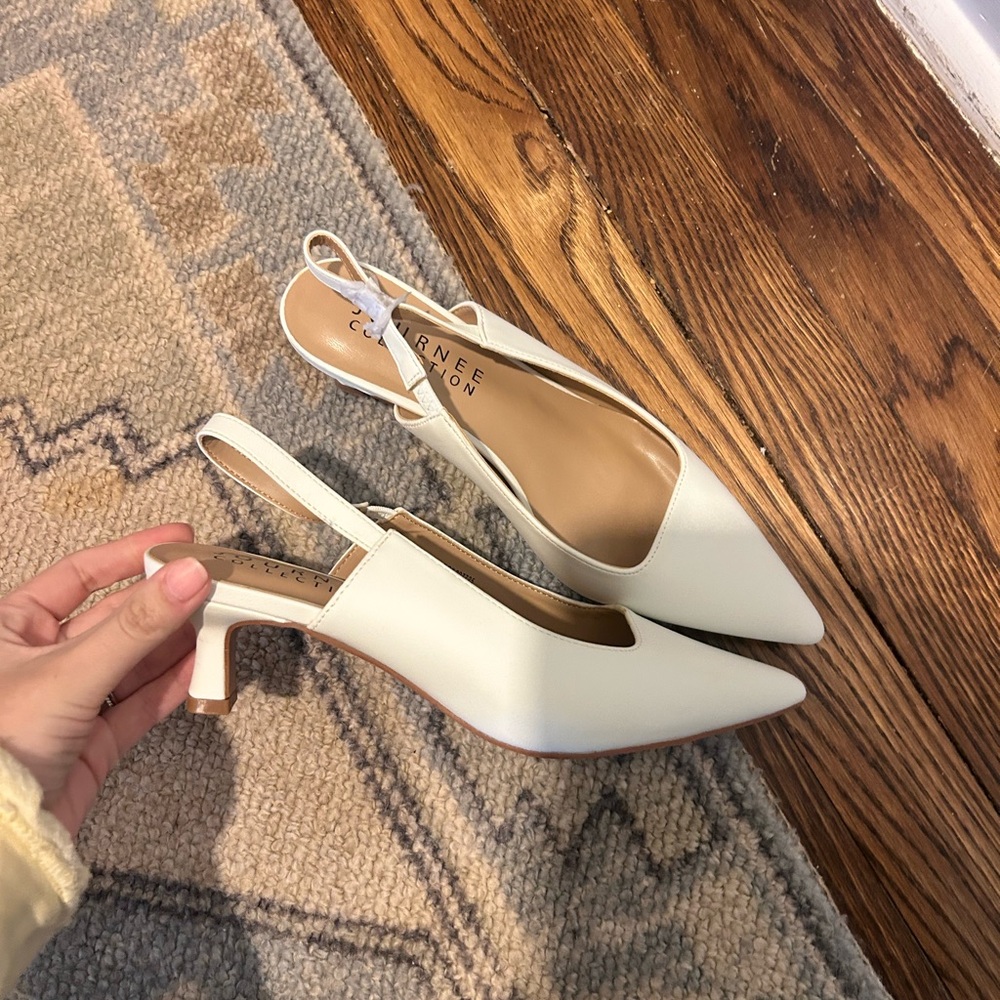Journee Collection Cream Slingback Heels